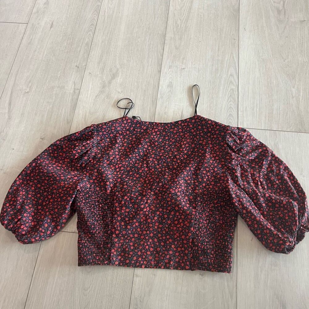 Zara Floral Puff Sleeve Top size M - Picture 4 of 8